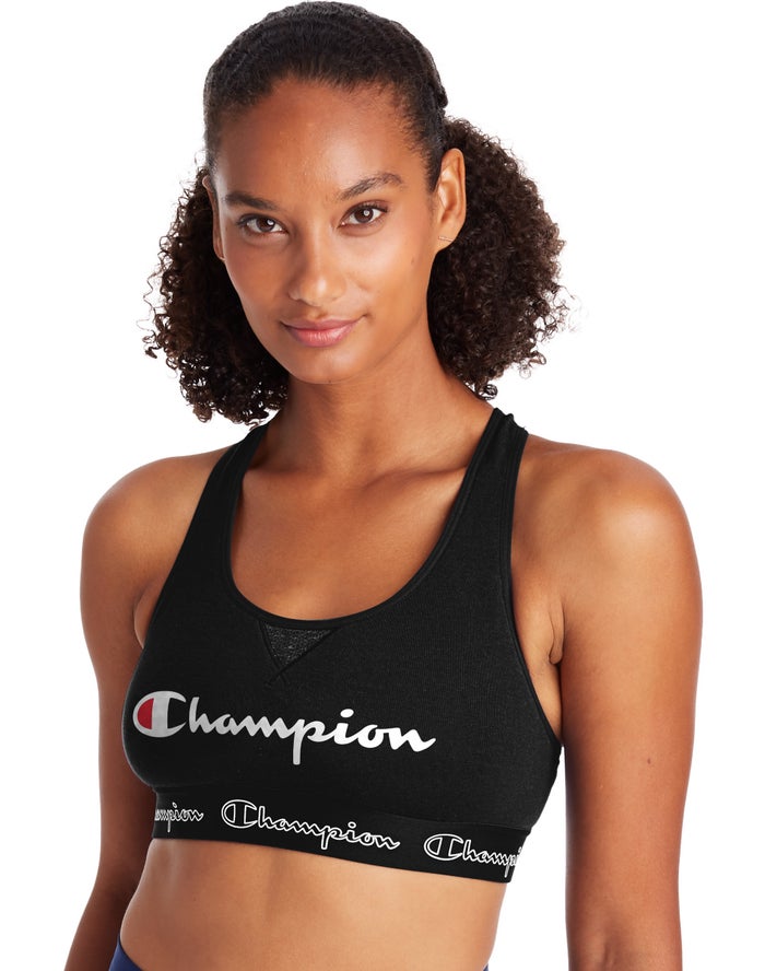 Champion Dame Sport Bh Sort - The Authentic Script Logo - Danmark WAB-370869